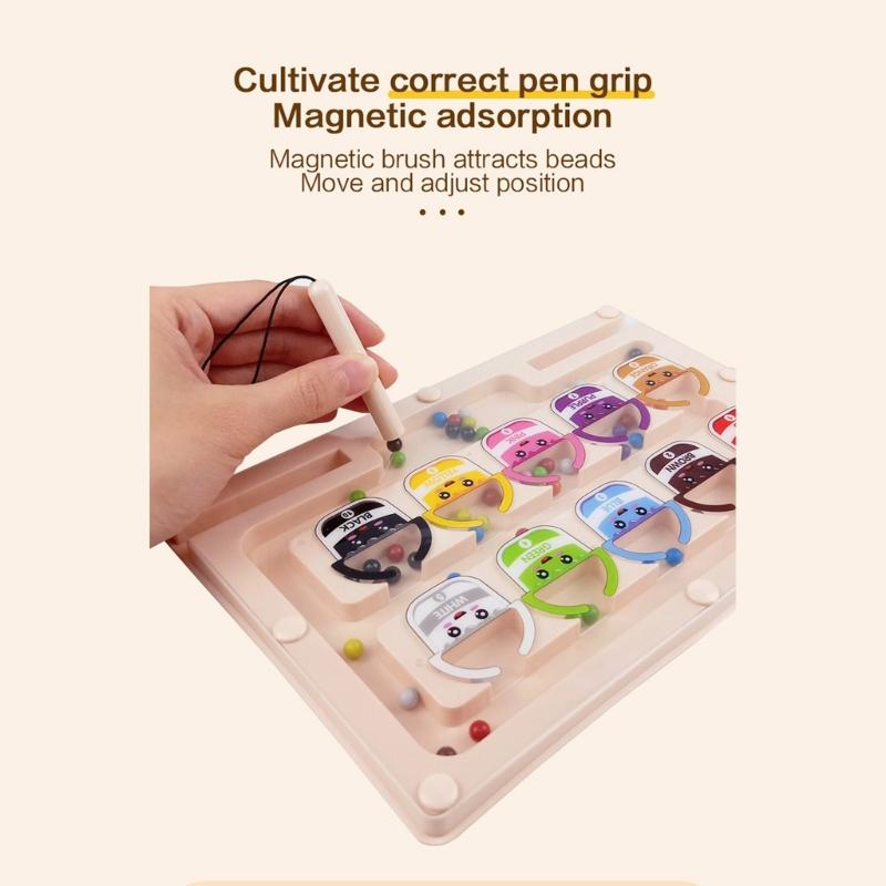 Interactive Walking Bead Toy for Preschool Magnetic Maze Puzzle Encourages Hand Eye Coordination Logical Thinking Skill