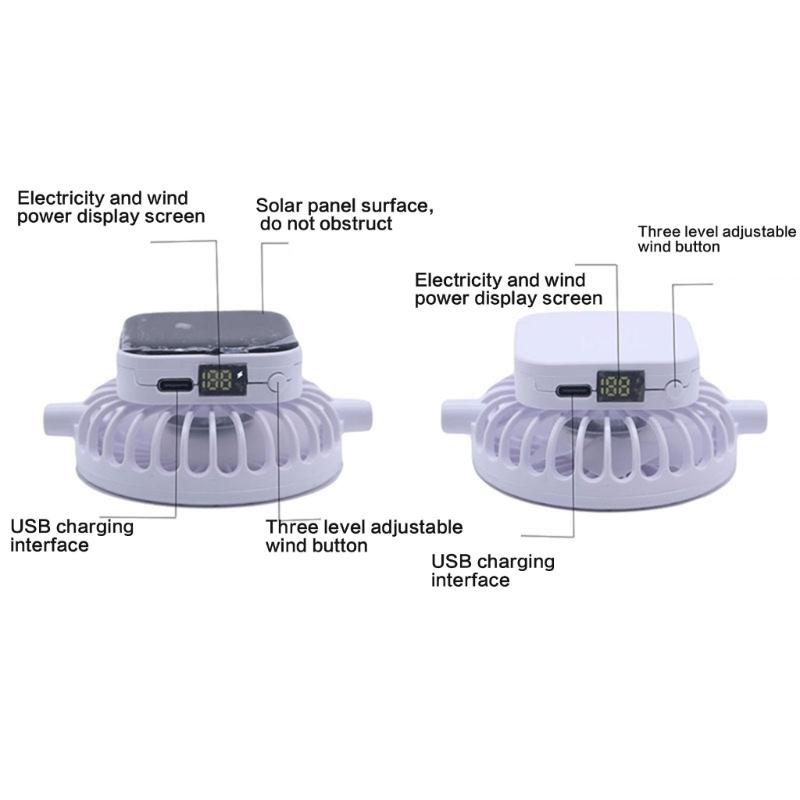 USB Rechargeable Cooling Fan Hat with Solar Charging And 3 Speed Adjustment Design for Women Men Hiking Camping