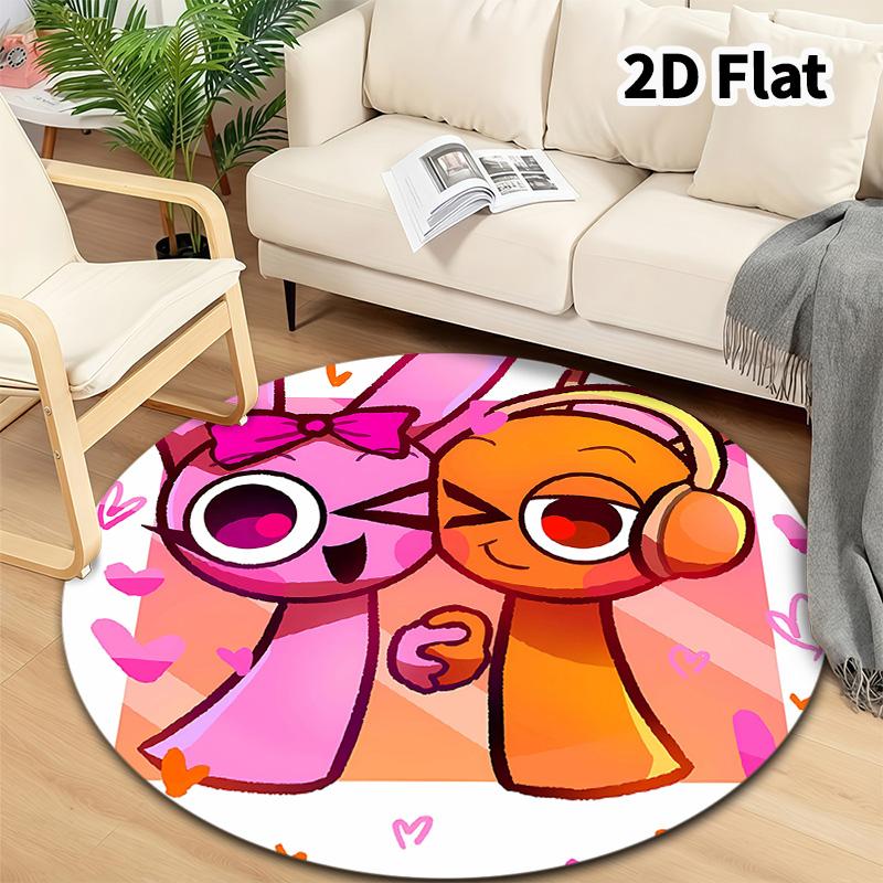Sprunki Round Area Rug Carpet Rug For Living Room Bedroom Sofa Playroom Decor Nonslip Floor Mat