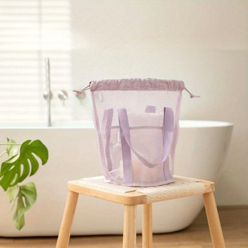 Borsa in Rete di Grande Capacità, astuccio da toeletta in nylon resistente con coulisse, manico e tasche multiple per articoli da toeletta, ideale per nuoto, campeggio, viaggi