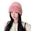 Autumn and Winter Hat Women's Big Head Circumference Fleece Warm Knitted Hat Retro Versatile Wool Hat Ear Protector Cold Hat
