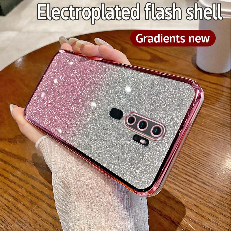 For OPPO A9 2020 Case OPPO A5 2020 Phone Case Shiny Glitter Plating Silicone Camera Lens Soft Back Cover