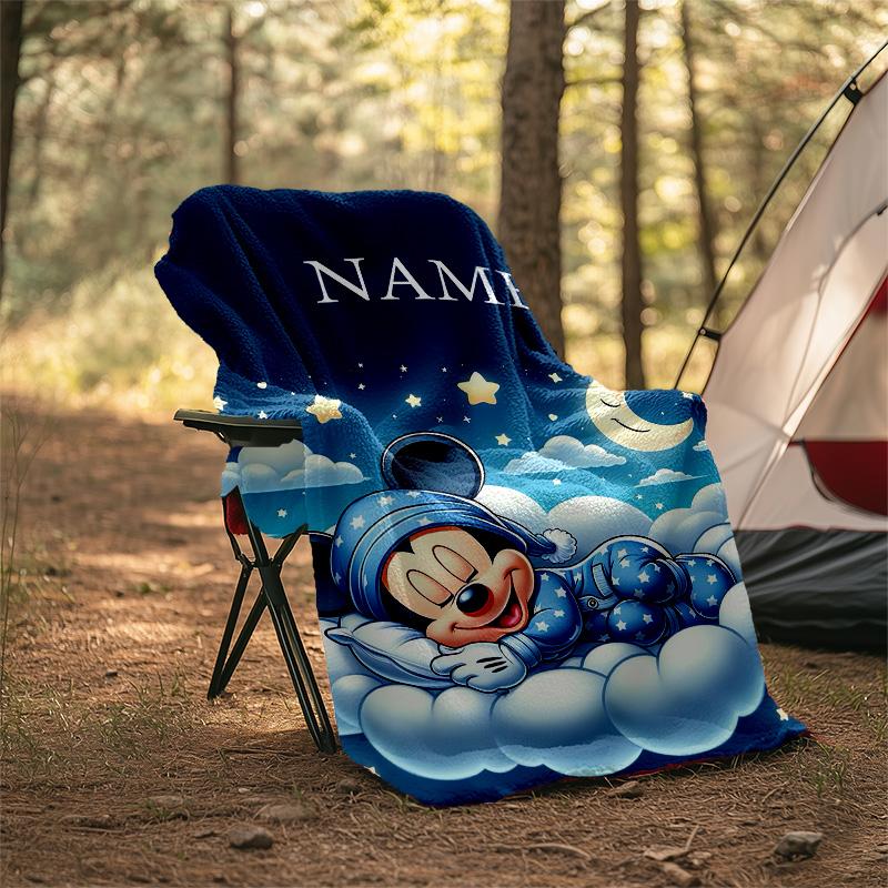 Customizable Mickey Throw Blanket – Personalized Name, All-Season Cozy Snug Blanket, Machine Washable, Personalized Blanket