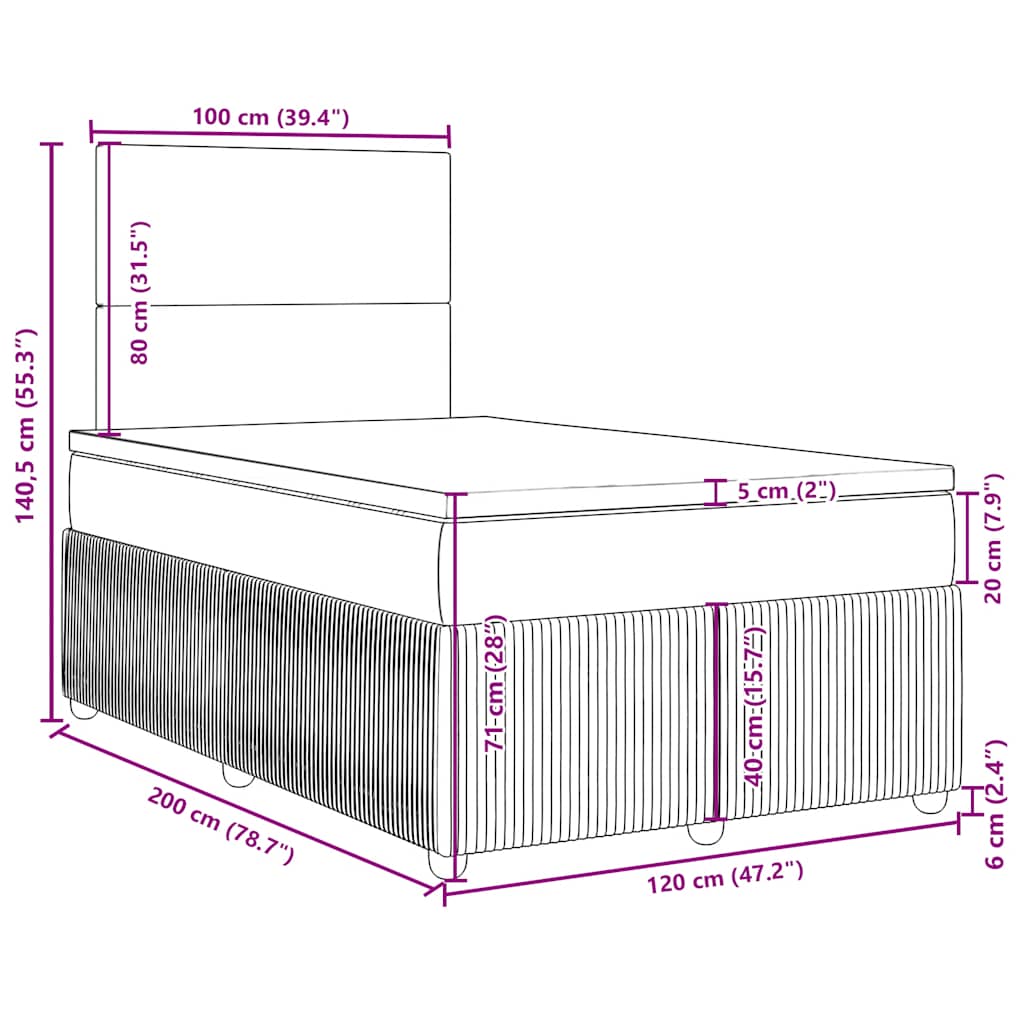 Box Spring Bed with Mattress Dark Green 120 x 200 cm Velvet