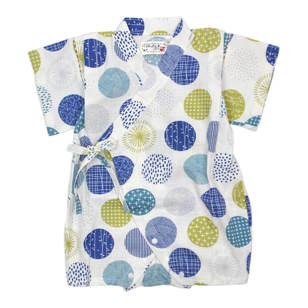 Happy Baby Jinbei for Made in Greco New Nordic Polka 80cm (2025 Model) Boys, 100% Cotton, Japan, Rompers, Dot/Natural Color, (Size 9029)