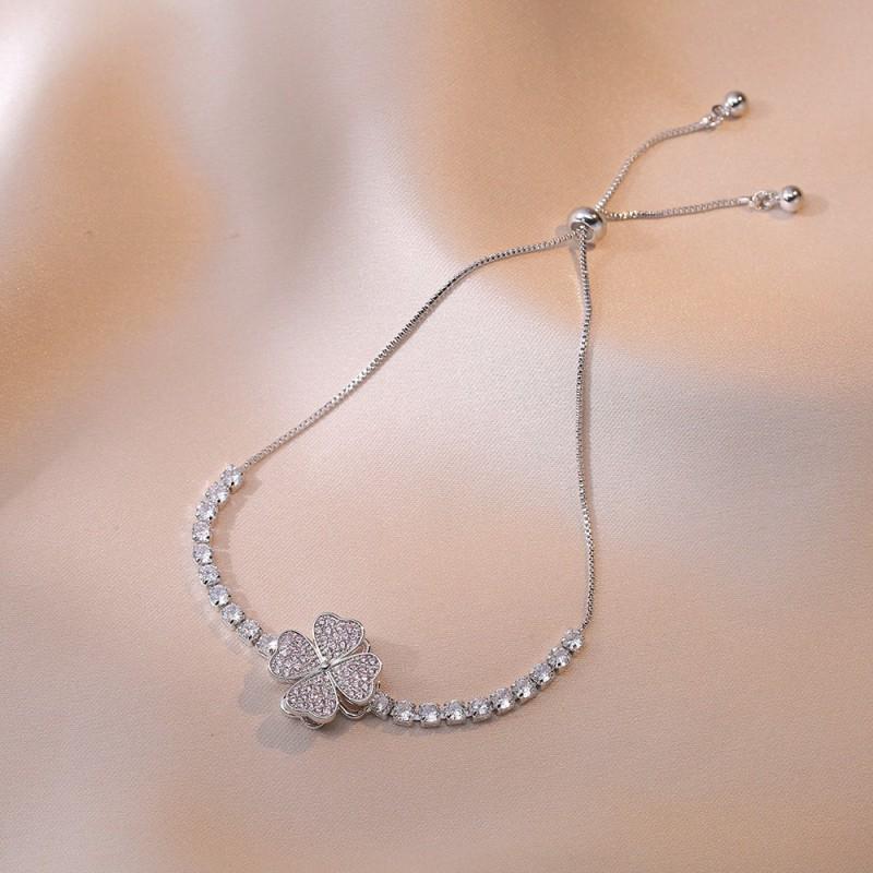 Womens Rotating Heart Charm Bracelet With Cubic Zirconia Sparkle Delicate Style Stainless Steel Plated Gold Fresh Sweet