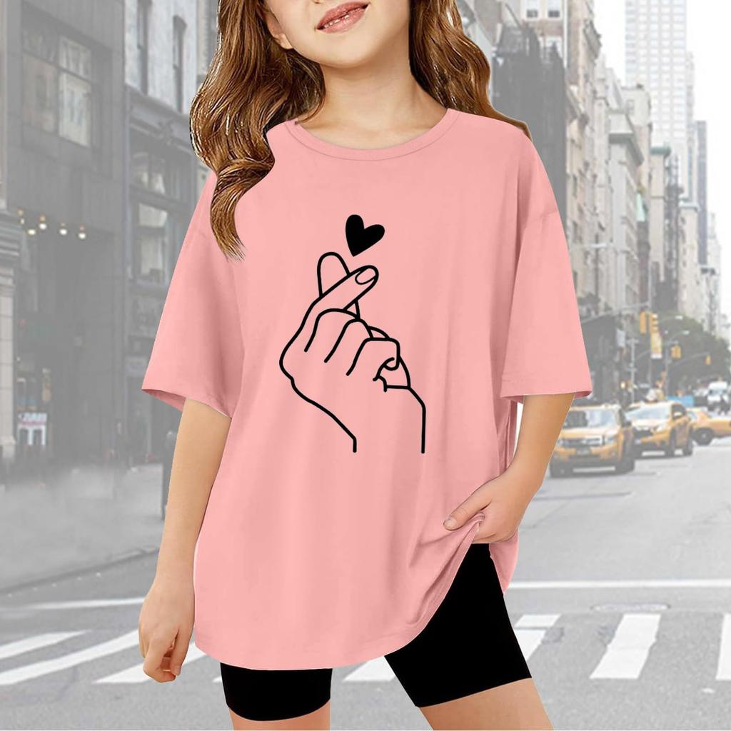 Kids Cute Fashion Short Sleeve Round Neck Printed Casual T-Shirt Top