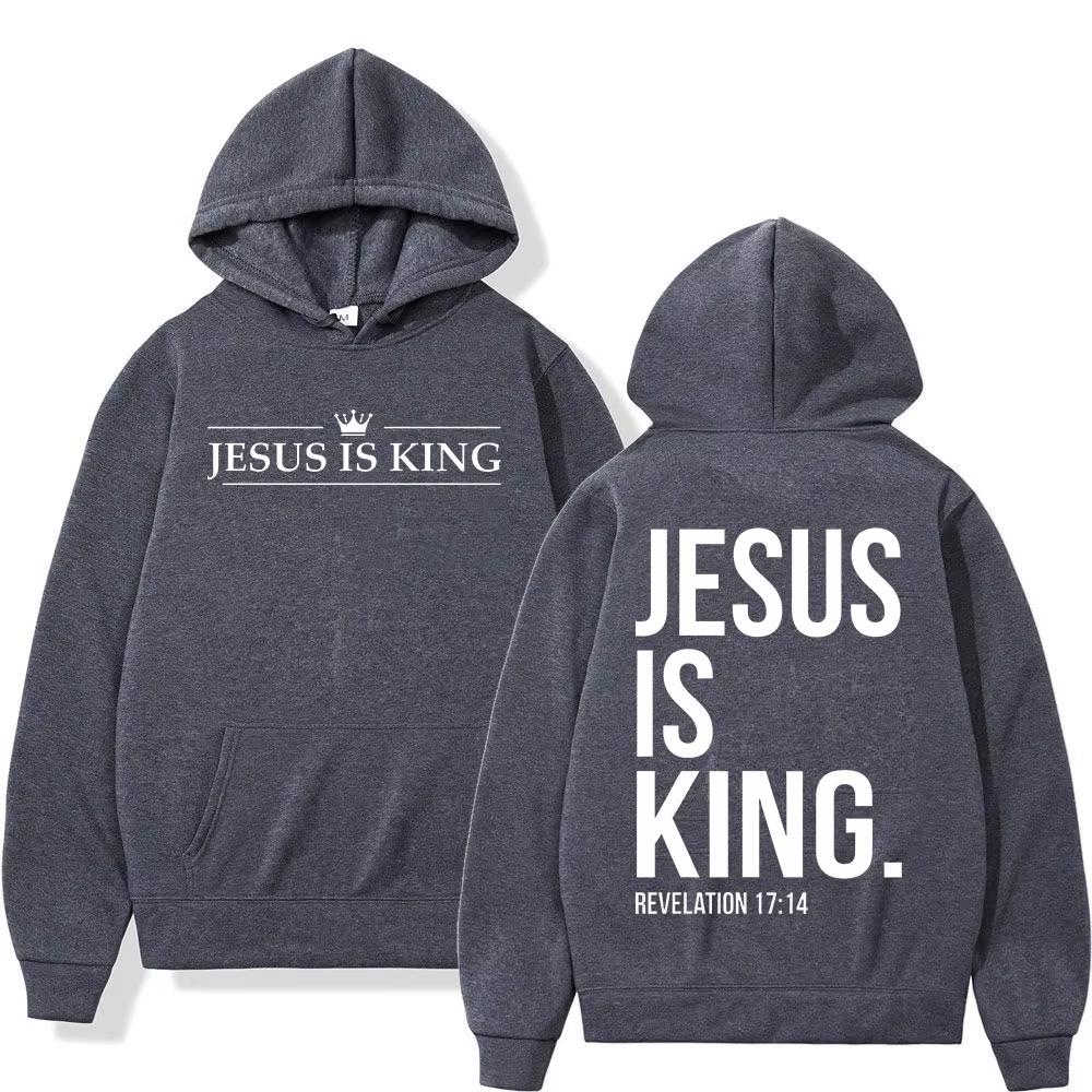 Otoño estilo Jesús es rey versículo de la Biblia cristiana sudaderas con capucha hombres mujeres ropa moda Harajuku sudaderas