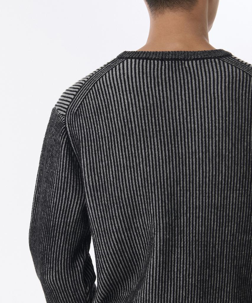 MUSINSA STANDARD Two-Tone Ribbed Crew Neck Knit [Black/Grey]