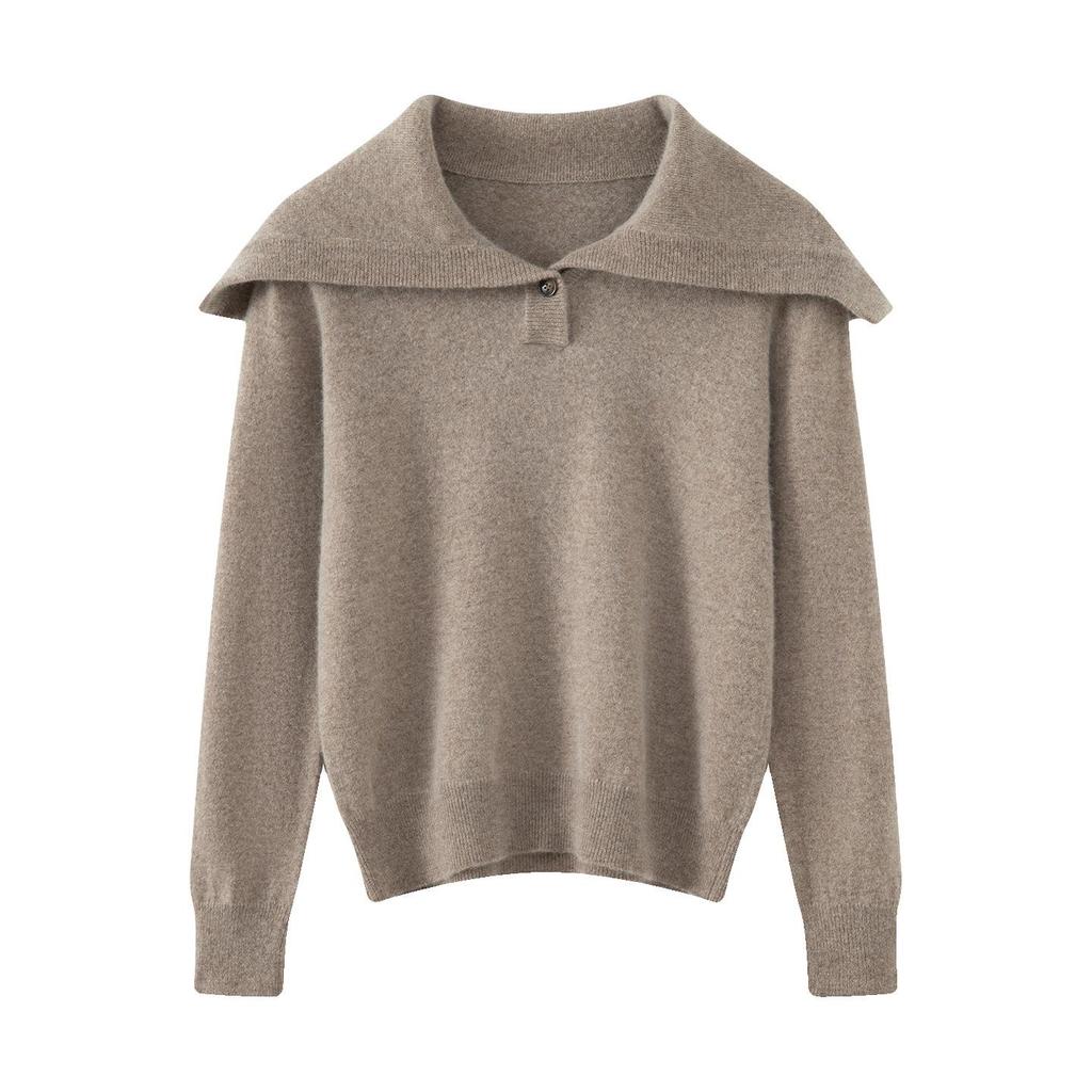 2026 Autumn/Winter Pure Wool Sailor Collar Loose Knit Sweater