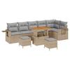Garden Sofa Set 9 Pcs Beige Poly Rattan