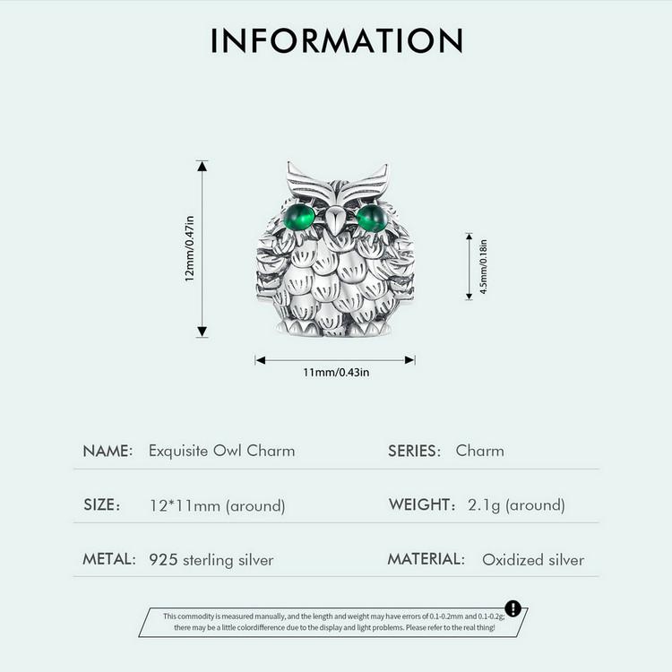 WOSTU 925 Sterling Silver Exquisite Lovely Owl Charm Beads Fit Original Bracelets Women DIY Jewelry