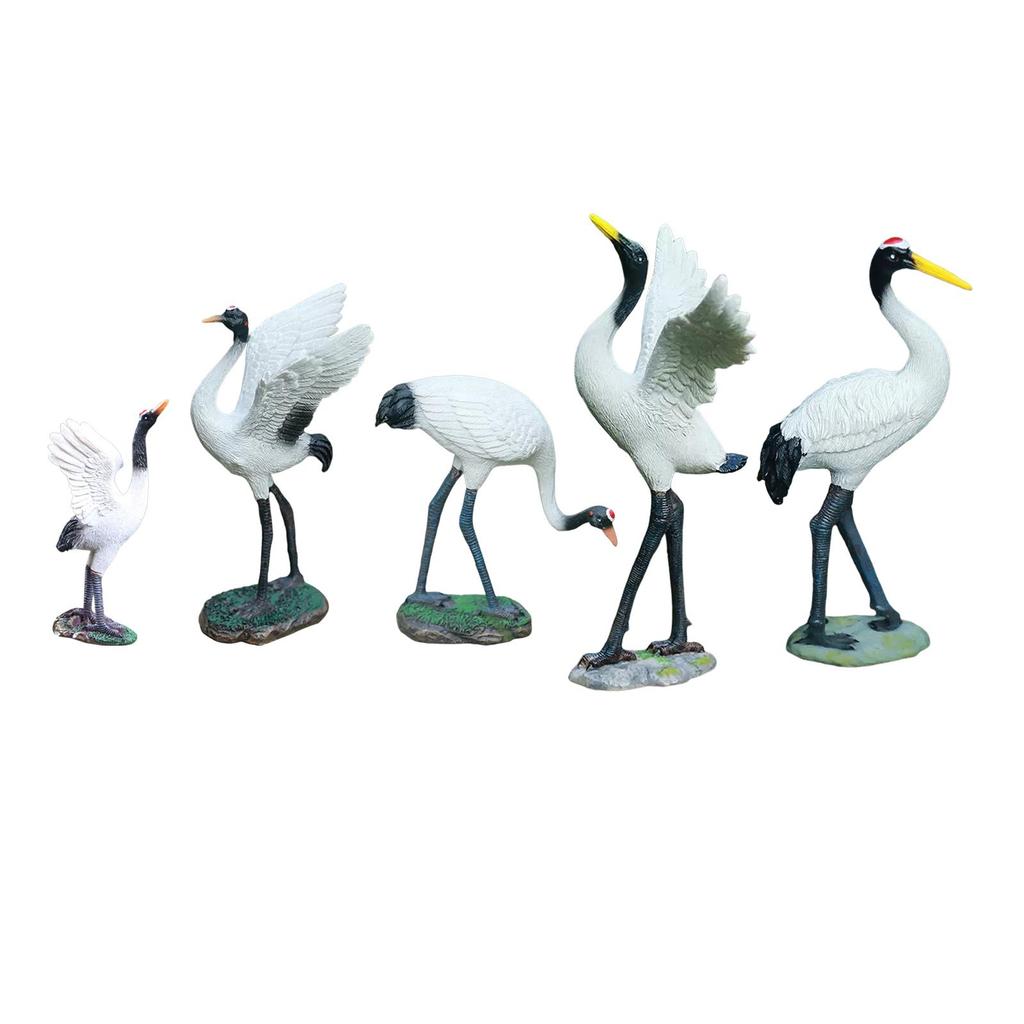 Outdoor Garden Statue Crane Sculptures Free Standing Handpainted Decorations Decoy for Patio Pond Outdoor Lawn Fairy Garden