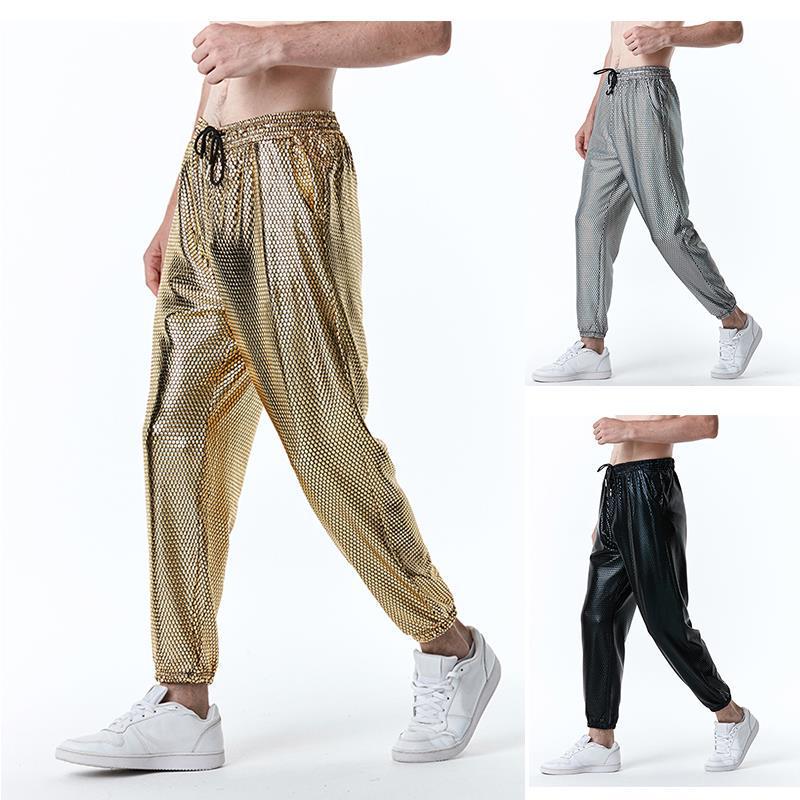 Herbst 2022 Herren Nachtclub Disco Leggings mit Diamantenmuster