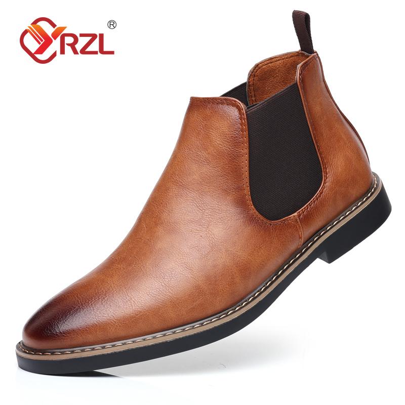 39~47 Men Chelsea Boots Brand Retro Comfortable Pu Leather Ankle Boots Men  Fashion Black Brown Boots Shoes For Man