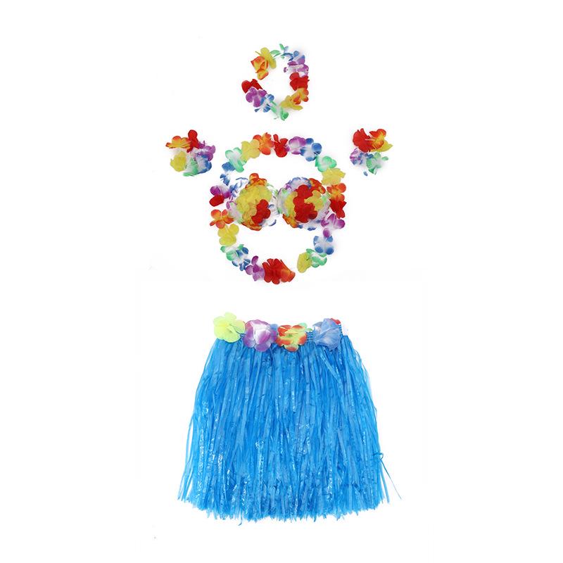 Children's Hawaiian Grass Skirt Costume Set - 6 Pieces, 40cm
