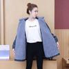 Women's Fall and Winter Plus Size Padded Warm Denim Jacket Ladies Medium-length Slim Hooded Outerwear