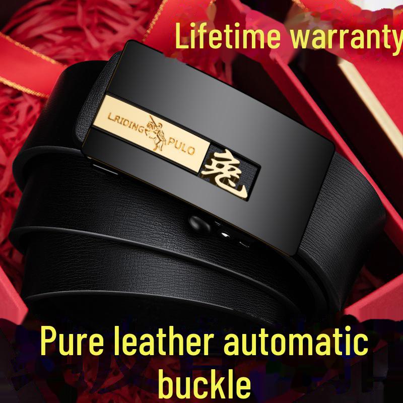 Paul Men's Genuine Leather Automatic Buckle Belt - Versatile Fashion for Business