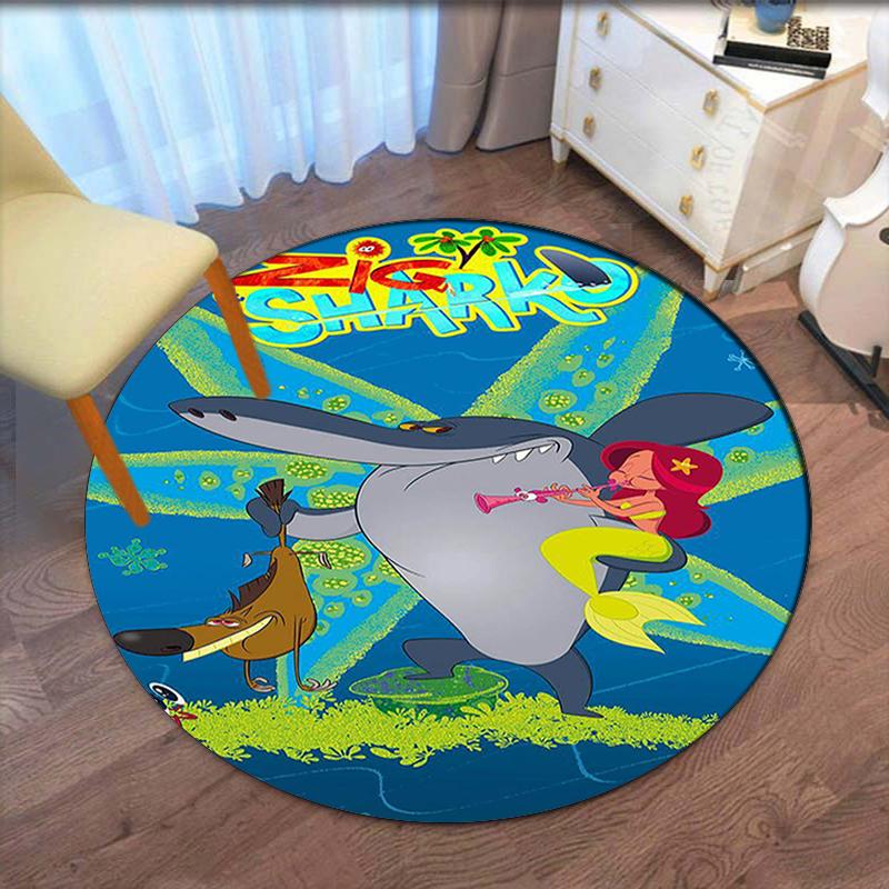 Tappeto Rotondo Stampato Zig & Sharko, Tappeto per Sedia, Tappeto per Area, Zerbini per Ingresso, per Sedia da Ufficio, Soggiorno, Camera da Letto, Cucina.