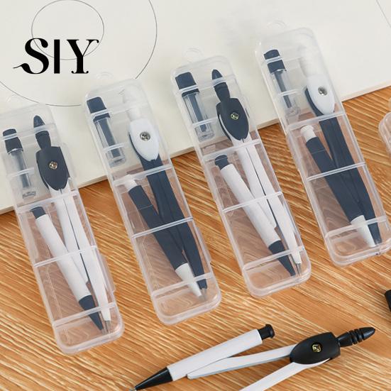 Metal Structure Compass 2-in-1 Set with Automatic Pencil Geometry Drawing Tool for Precision Instrument Students Office Precise Portable Storage