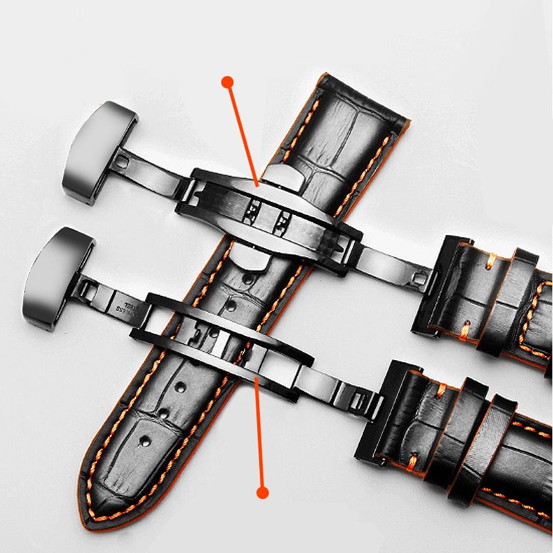 Leather Strap For Mido Helmsman M005 Orange Rudder M005614 m005430A Male Watch Chain with Butterfly Clasp Bracelet 22mm 23mm
