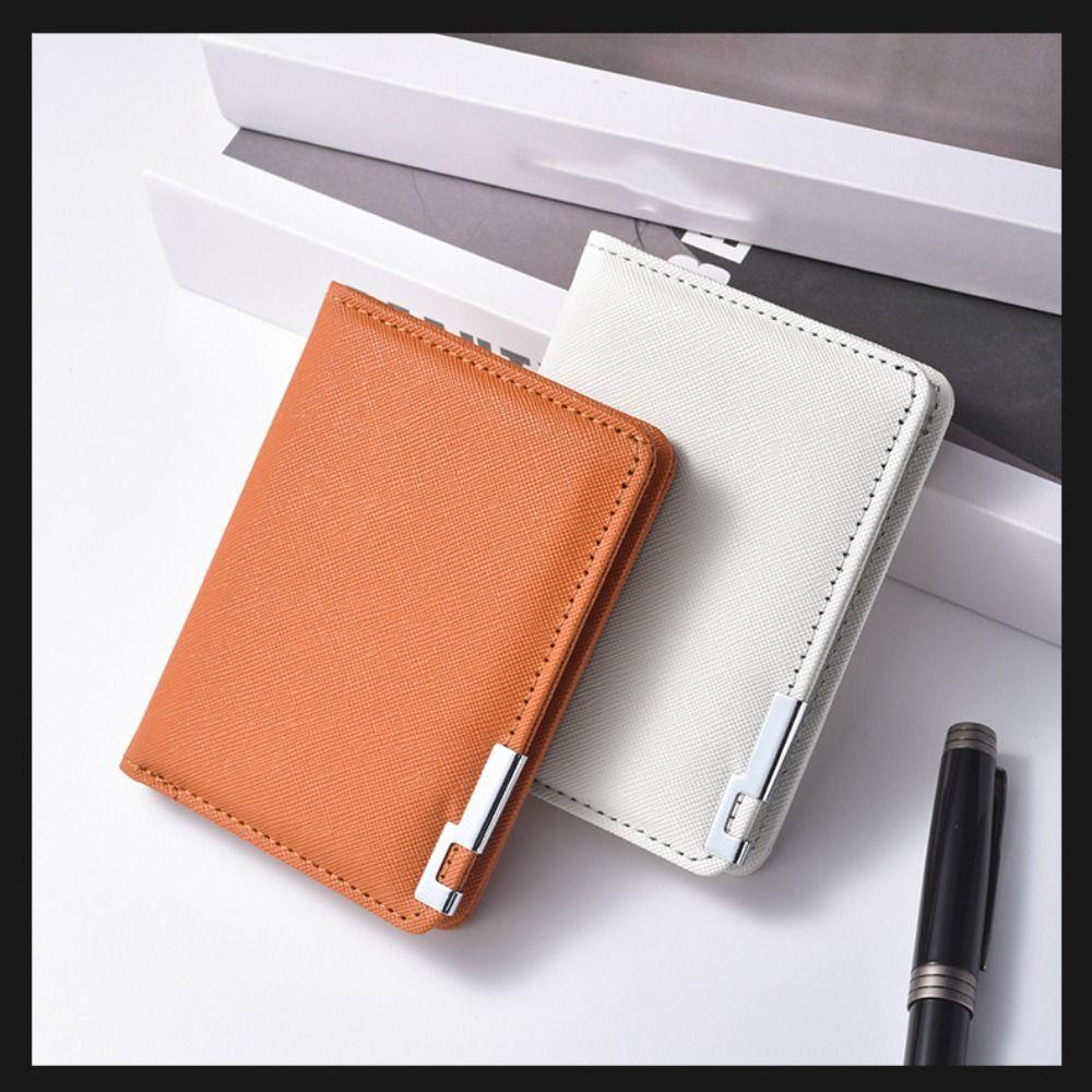 New PU Leather Retro Men's Wallet Two-Fold Orange Black Grey White Multiple Pockets Ultra Thin Coin Purse Men Women