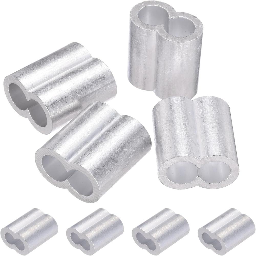 1-100Pcs Double Hole Cable Crimp Sleeve M1 to M12 Wire Ferrules 8-Shape Aluminum Cable Stopper Crimp Rope Hardware Accessories
