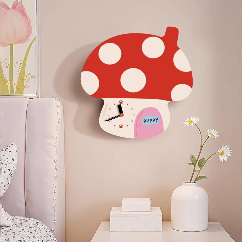 Cartoon-style Mushroom Wall Clocks Creative Nordic Luxury High-end Wall Clock Living Room Home Decor Relojes De Pared FYWC