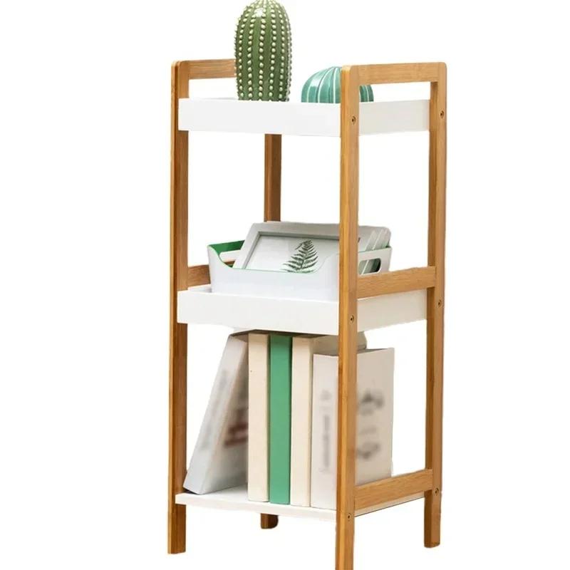 Bathroom Standing Shelf Bathroom Vanity Floor Standing Shelf Storage Bamboo Ladder Bookshelf 4 Tier Shelf Wood Organizer Rack