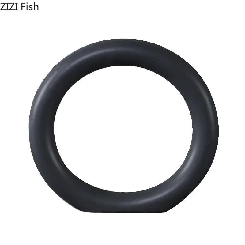 Minimalism Ceramic Circle Abstract Crafts Desk Decoration Modern Artwork Porcelain Ring Ornaments Home Room Aesthetic Decor
