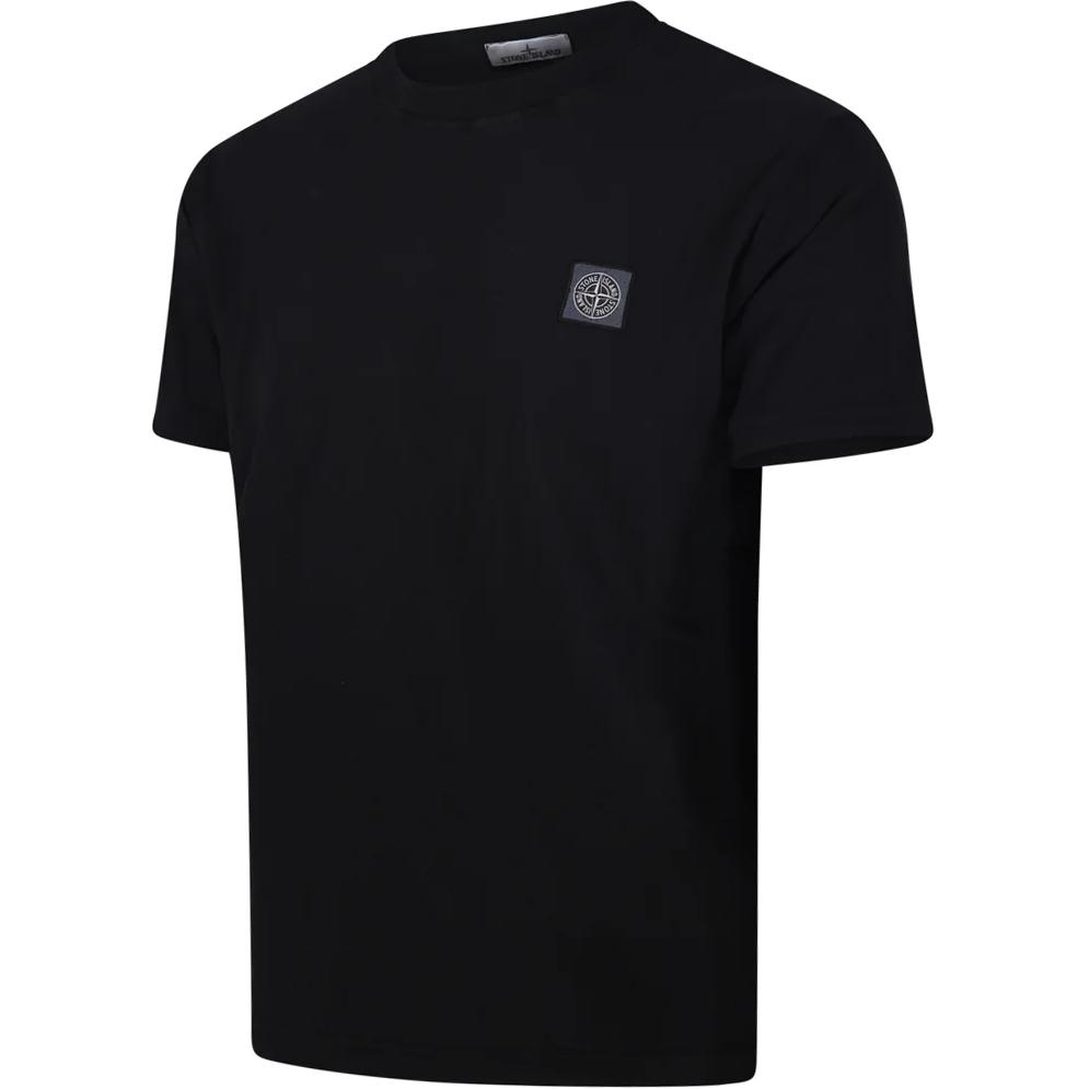 Stone Island Logo Patch Crew Neck Short Sleeve T-Shirt Men Tops Black K1S1521002-37S0057-V0029