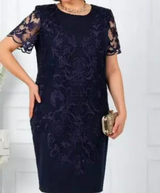 Lace Stitching Short Sleeve Two-Piece Evening Dress - Summer Fashion Trend