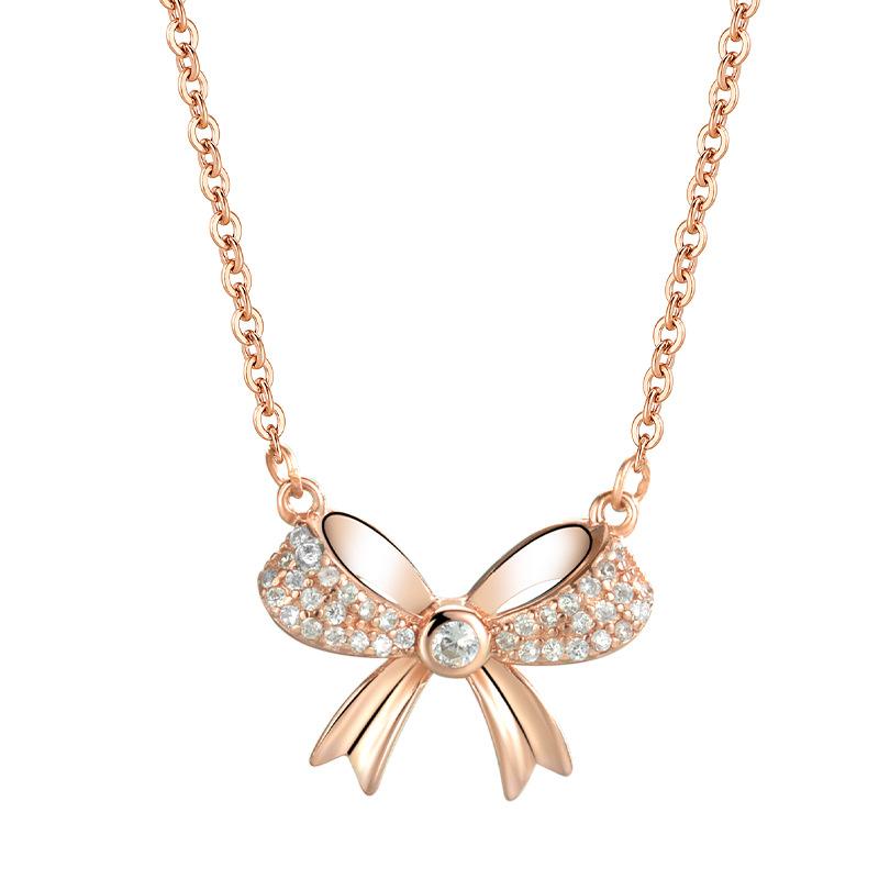 

Серебряное ожерелье-бантик S925, женская мода, подвеска-бантик из циркония, нишевый дизайн, цепочка на ключицу, ювелирные изделия, мода 925 Silver