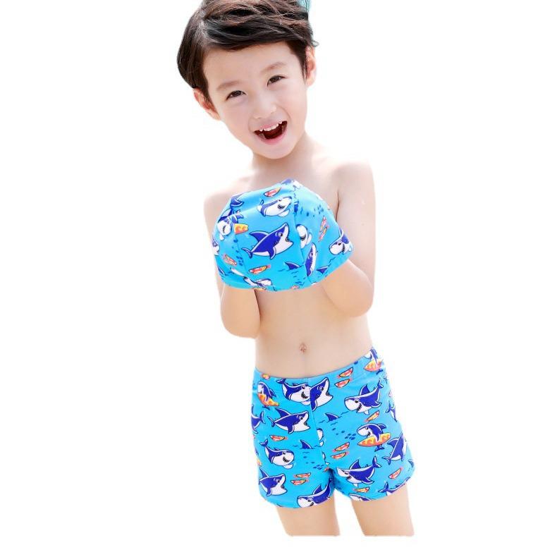 Summer Boys' Cartoon Swim Trunks with Swim Cap for Kids & Teens