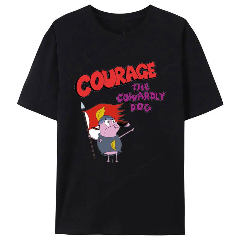 Courage The Cowardly Dog Animated Movie Promo Nerd T Shirt 2025 Summer New Arrival for Kids Gifts Clothes Camisa Creativity Tee