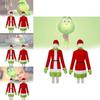 Festive Grinch Cosplay Costume For Christmas Parties Fun Velvet Fabric Unisex Sizes Xs To Xxxl