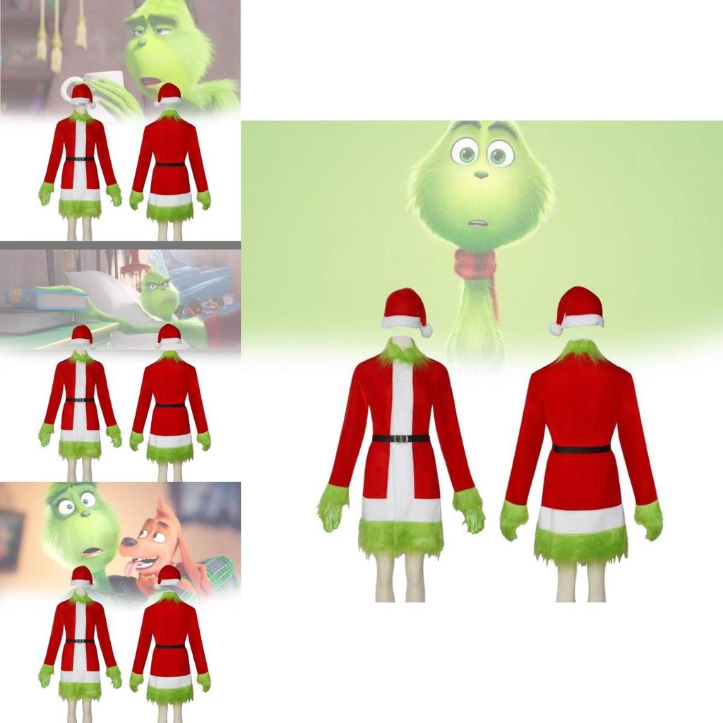 Festive Grinch Cosplay Costume For Christmas Parties Fun Velvet Fabric Unisex Sizes Xs To Xxxl