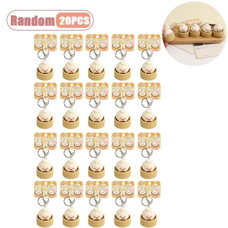 1-20PCS Simulated Steamed Bun Squishy Keychain Toy Slow Rising Stress Relief Decompression Fidget Pendant for Adults