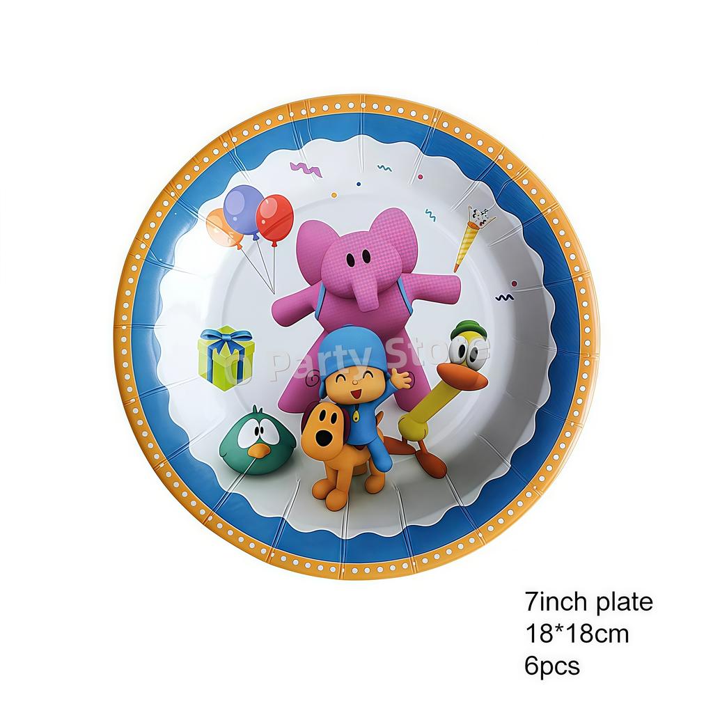 Pocoyo Geburtstag Dekorationen Einweg Geschirr Becher Teller Luftballon Banner Für Kinder Mitgebsel Babyparty Deko Party Zubehör Geschenk