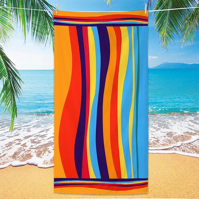 New Striped Microfiber Beach Towel Digital High Definition Printing Large Beach Towel 140x70