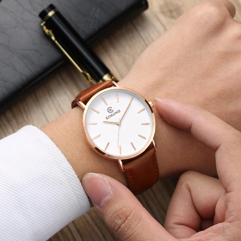 Top Ultra Thin Men's Watch Simple Business Quartz Wristwatch Men Casual Leather Belt Man Watch Clock montre homme