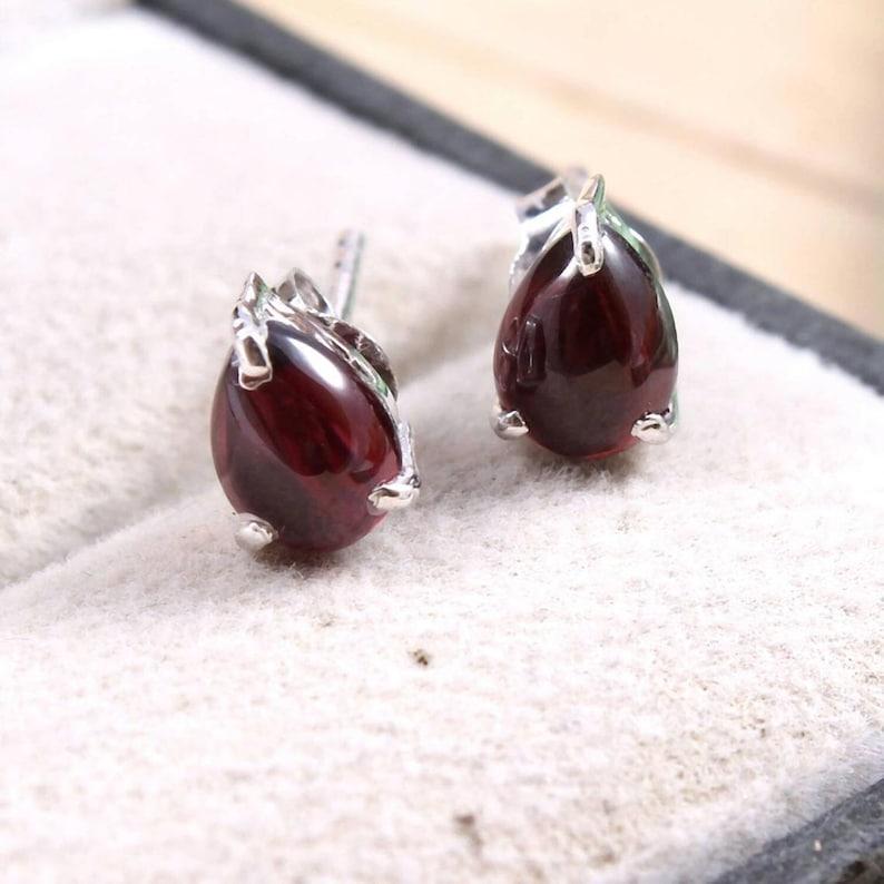 Minimalist Garnet Stud Earrings Boho Jewelry Natural Garnet Stud Earrings Anniversary Gift Her Stud Earrings Bohemian Jewelry
