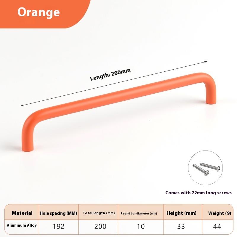 

Барвисті Прості Меблеві Ручки Шафи Ручки для Дитячої Кімнати Ручки-Кулі для Шухляд Сучасна Фурнітура з Алюмінієвого Сплаву Orange 200MM