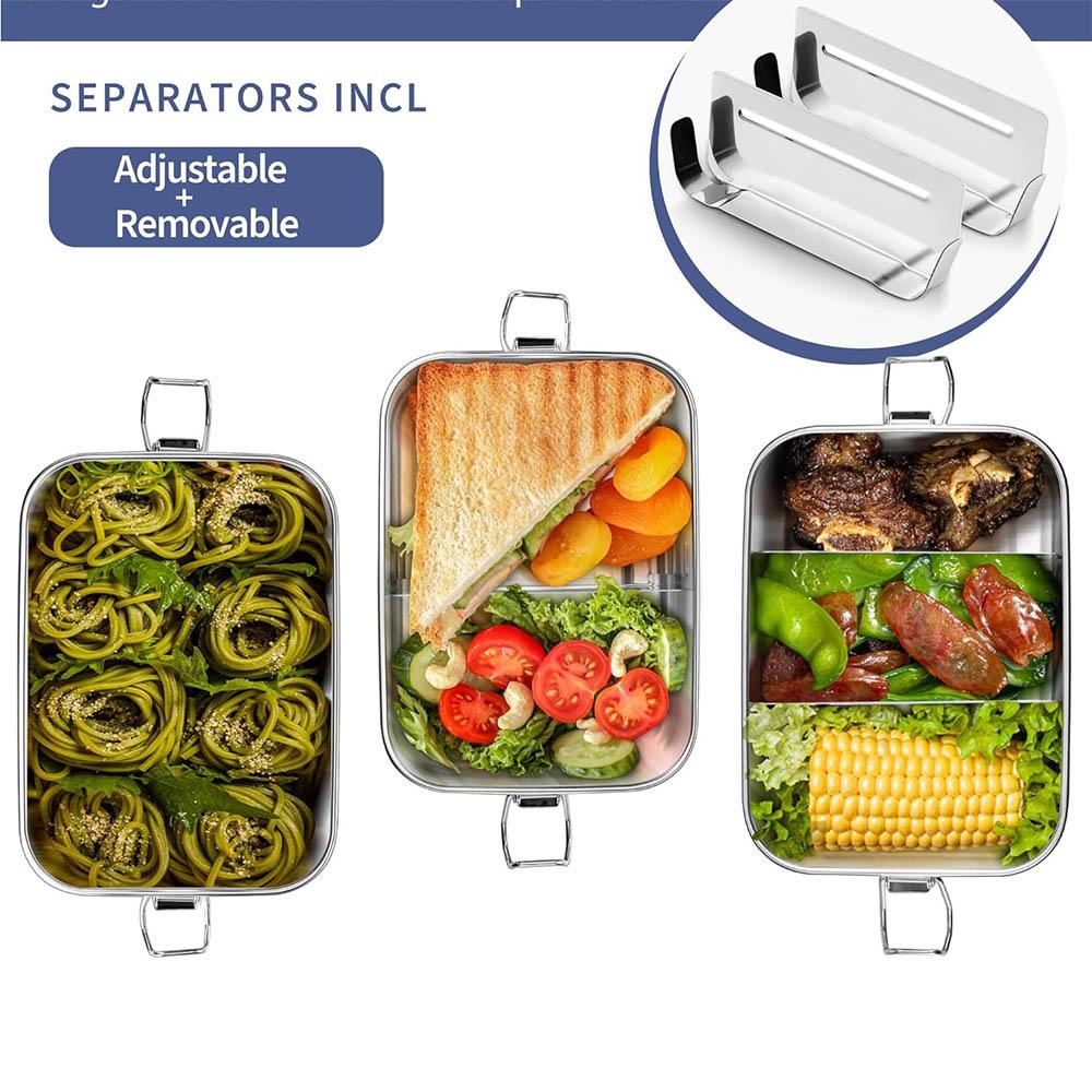 Lunch Box in Acciaio Inossidabile per Bambini e Adulti, Bento Box Portatile a Prova di Perdite, Contenitore per Pasti da Viaggio, Lavabile in Lavastoviglie