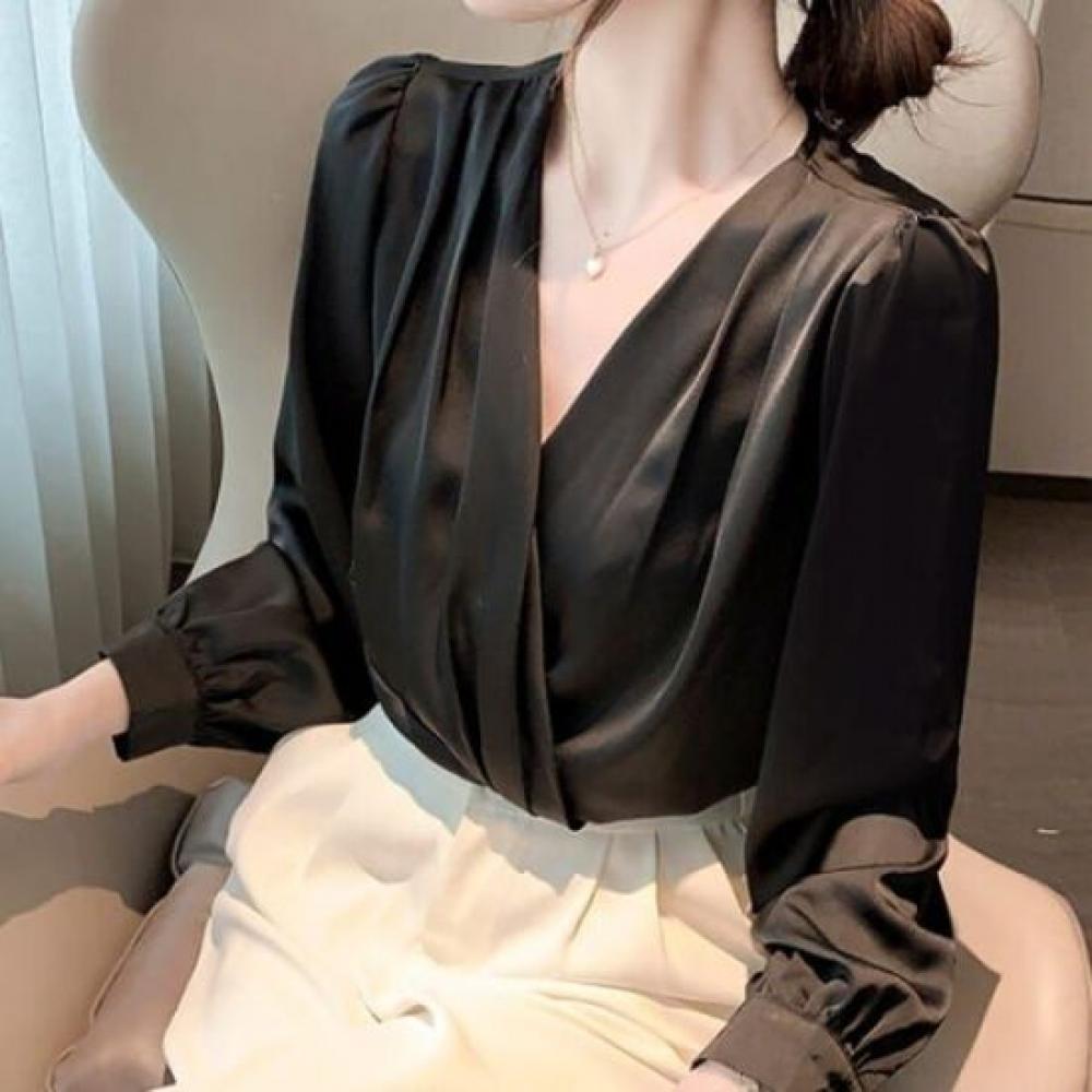 NaVaVa Women Luxury Vintage V Neck Long sleeVe Blouse Nb2951