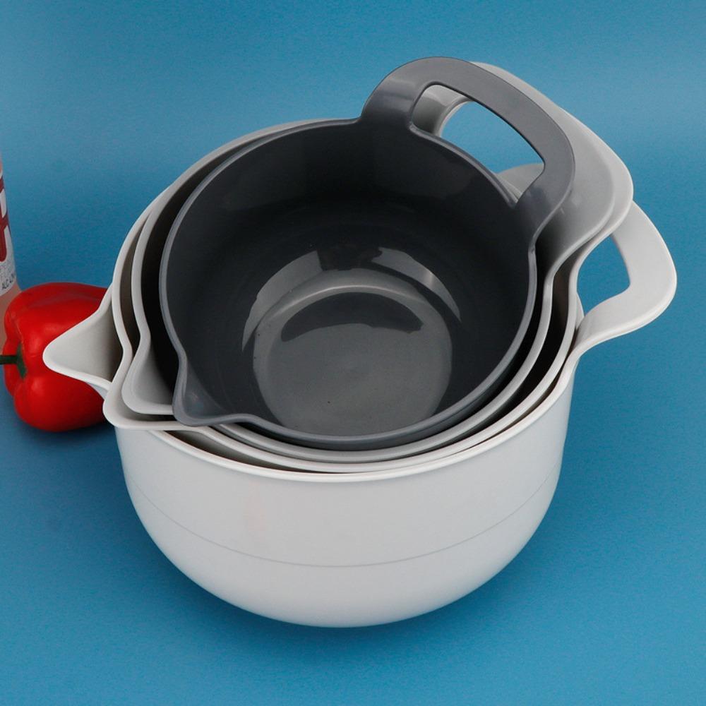 4pcs/set with Pour Spout Mixing Bowl Set with Handle Snacks Basin Baking Tool Salad Bowl  Fruits