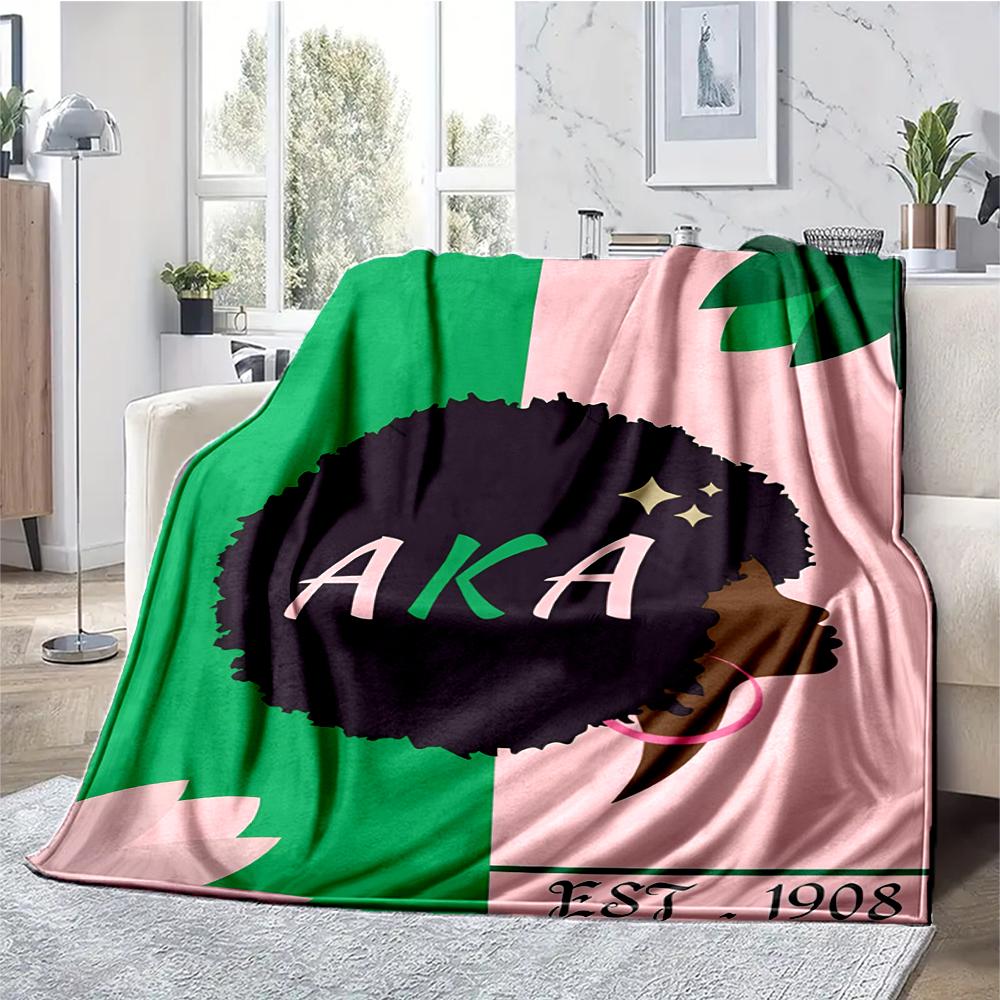AKA Theme Printed Blanket - Perfect for Couch, Bed, Travel & Outdoor Use | Machine Washable, Cozy & Durable.