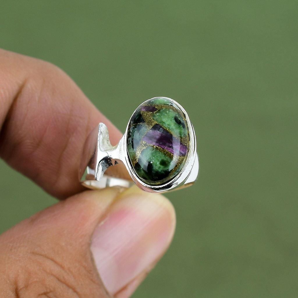 Copper Ruby Zoisite Ring 925 Sterling Silver Ring Handmade Ring Top Quality Gemstone Jewelry Decent Ring Gift For Mom Available In Ring Size