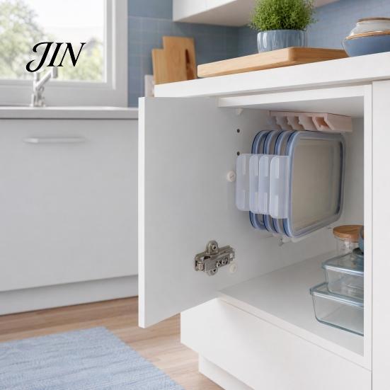 Crisper Seal Lid Holder Storage Rack, with 5-Slot Partition, Adhesive Wall Mount Anti-Mold Fresh-keeping Box Rack Hanger, Space Saving Organizer