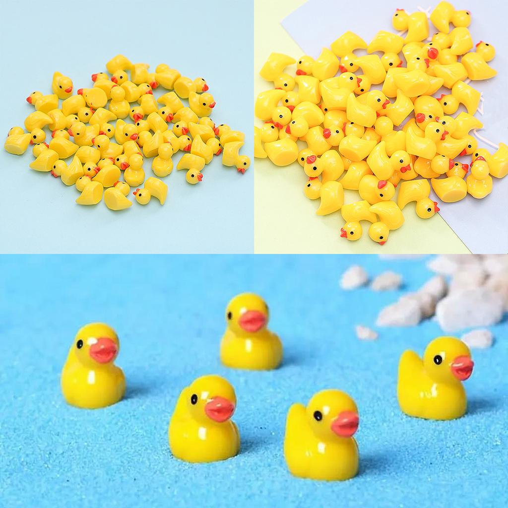 50Pcs/lot Mini Yellow Duck Ornament Miniature Figures Tiny Duck Resin Handicraft Micro Landscape Home Decoration